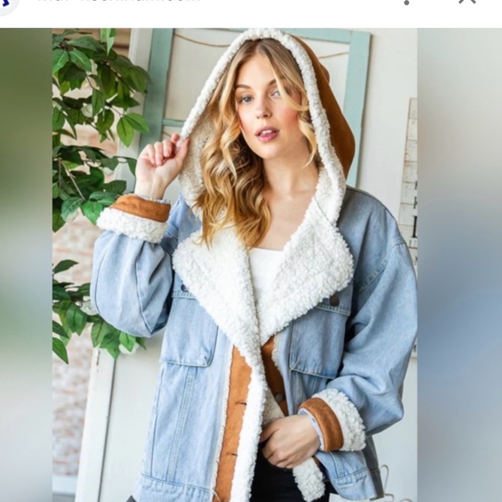 Oli & Hali NWOT Women’s Suede Sherpa Denim Jacket Oversized Size Large